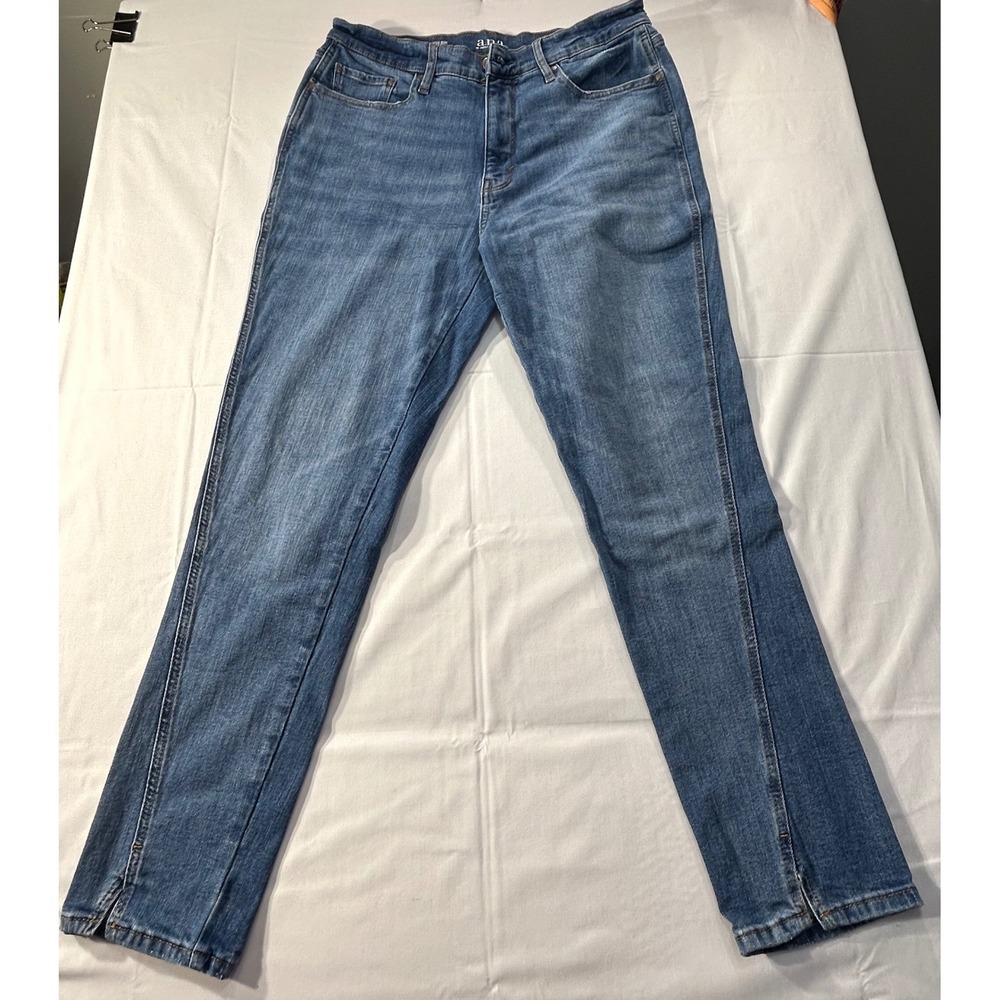 a.n.a A New Approach High Rise Skinny Jeans Medium Wash Blue Size 14 Ankle Slit